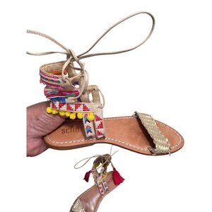 Schutz Women's Boho Gladiator Sandals With Woven Strap & Colorful Tassel Details